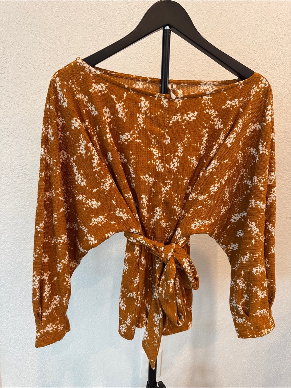 Anthropologie Rust Floral Tie-Front Blouse